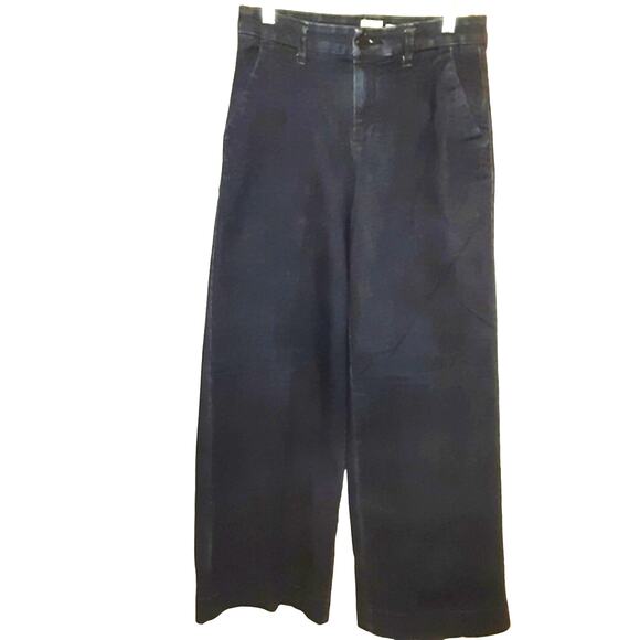 A New Day Wide Leg Stretch Dark Wash Navy Denim Trousers Size 4 - Picture 1 of 7